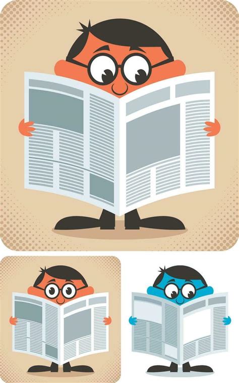 Reading Newspaper Cartoon Set 35512949 Vector Art at Vecteezy