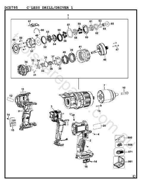 DeWalt DCD795 - Type 1 Spare Parts