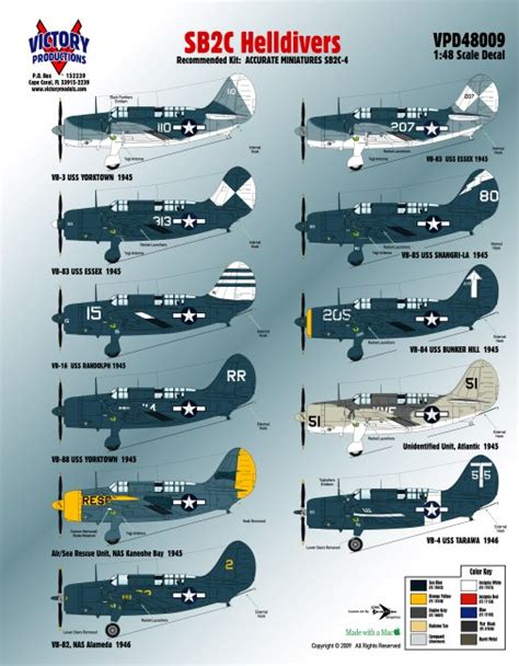 Victory Productions 1/48 SB2C Helldivers decal sheet