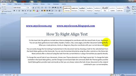 MS Word: Right Align Text English - YouTube