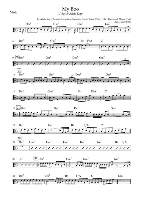 My Boo (arr. Fabio Britto) by Usher & Alicia Keys Sheet Music for Viola ...