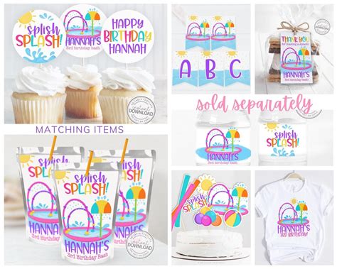 Editable Splash Park Birthday Party Printable Bundle Splash | Etsy