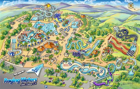 Raging Waters San Dimas Park Illustrated Map