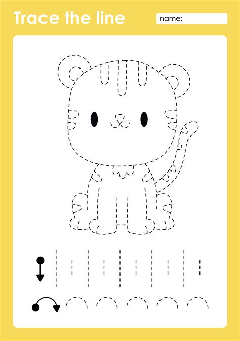 Trace the line and coloring with cute baby animal Tiger 6628628 Vector Art at Vecteezy