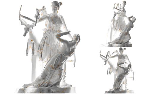 Free Renaissance gold Artemis and Iphigeneia statue 3D render perfect for fashion, album covers ...