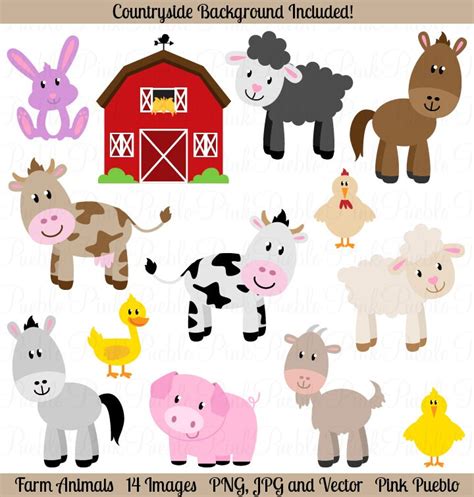 Farm Animals Clipart Farm Animals Clip Art Barnyard Clipart - Etsy New ...