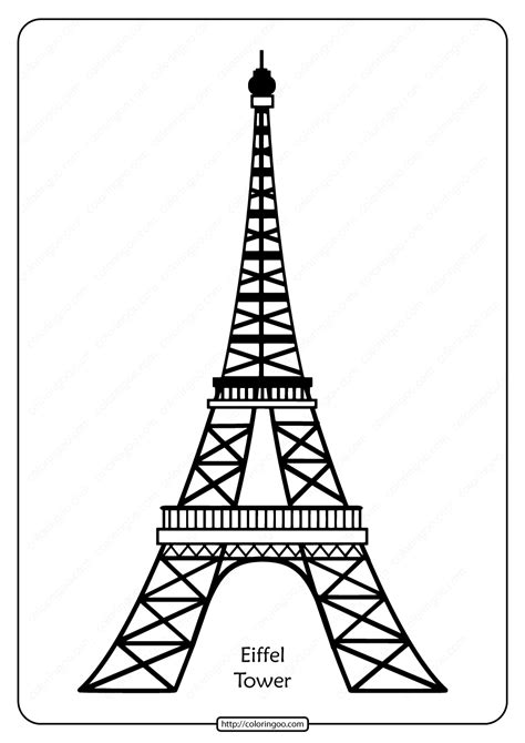 Free Printable Eiffel Tower Pdf Vector Outline | Eiffel tower drawing easy, Eiffel tower drawing ...