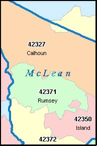 MCLEAN County, Kentucky Digital ZIP Code Map