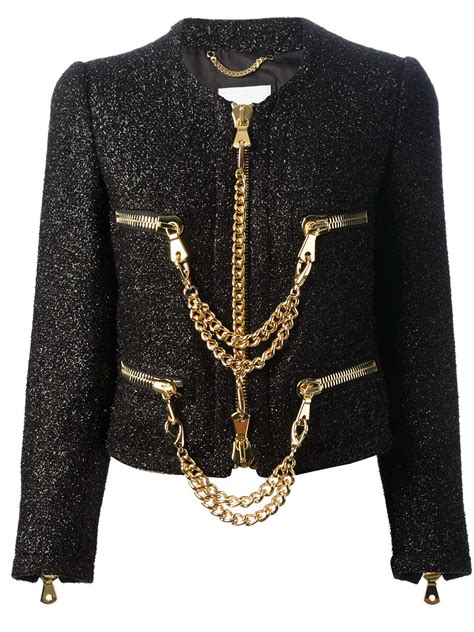 Lyst - Moschino Chain Detailed Jacket in Black