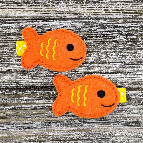 Orange and Yellow Fish Hair Clips, Goldfish Alligator Hair Clips, Fish ...