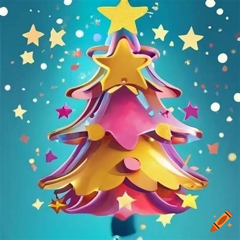 Cartoon star tree topper shining brightly