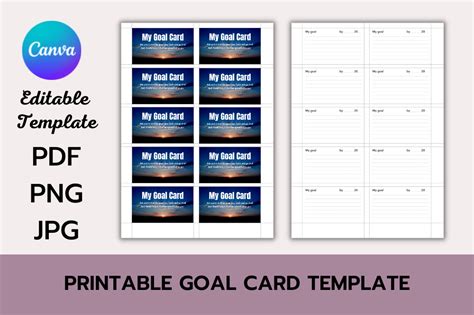 PRINTABLE GOAL CARD EDITABLE TEMPLATE Graphic by Dreamwings Creations ...