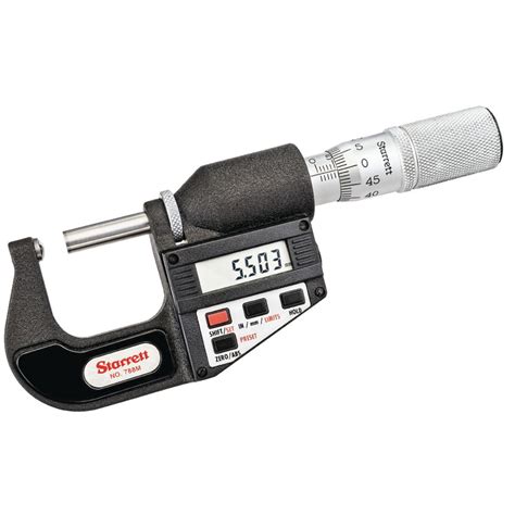 Starrett 788MEXFL 0 - 25mm x 0.001mm digital micrometer with rounded anvil