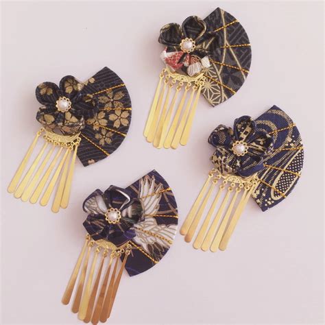 Japanese style and wind side clips fringed flower and rattan fan hair accessories fine hair ...