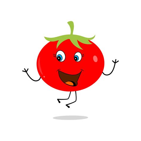 diseño de personajes de tomate. vector de tomate tomate mascota de dibujos animados sonriendo ...