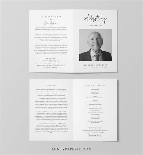Minimalist Funeral Program Template Printable Order of - Etsy | Funeral program template ...