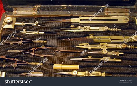 Vintage Draftsman Set -- With Pairs Of Compasses And Other Drafting Tools Stock Photo 1995625 ...