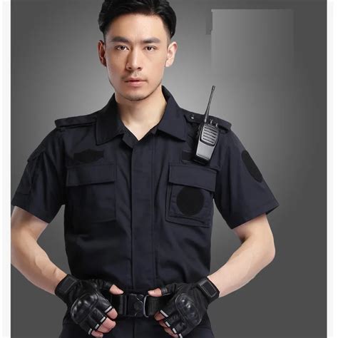 (10 set shirt&pant)Security guard suits hotel property grid cotton long sleeve combat security ...