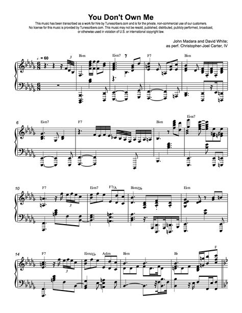 Tunescribers | You Don't Own Me | Sheet Music