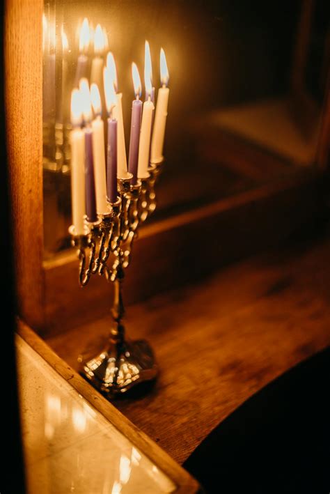 Menorah With Lit Candles · Free Stock Photo