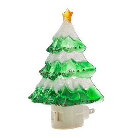 Snow Covered Christmas Tree Holiday Decor Night Lights - Includes 5W C7 ...