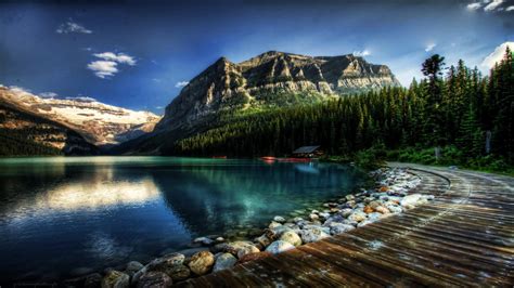 Download Mountain Walkway Nature Lake Louise HD Wallpaper