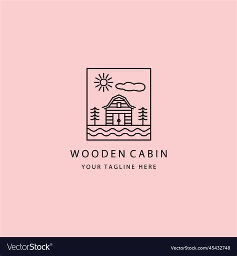 Wood cabin line art minimalist logo design Vector Image