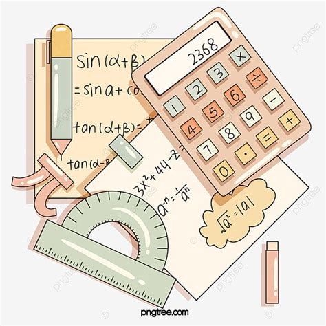 Math Stationery PNG Picture, Color Cartoon Math Stationery Elements, Math Clipart, Mathematics ...