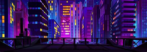 Modern night city view from top of roof 17125493 Vector Art at Vecteezy