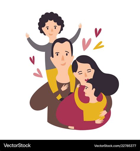 Portrait of happy loving family smiling dad mom Vector Image