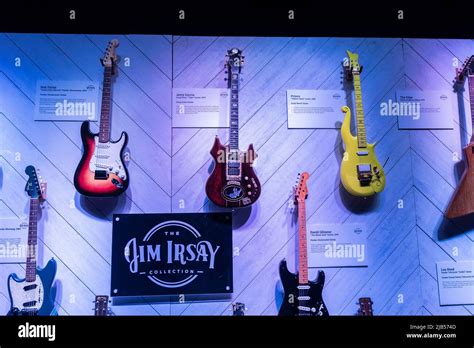 New York, NY - June 2, 2022: Guitars owned by musicians seen during ...