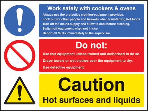 Work Safety With Cookers & Ovens Sign (UK) | Warning Safety Signs