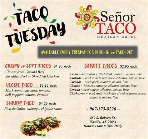 Menu of Senor Taco in Wasilla, AK 99654