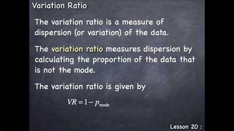 Lesson 20 : Variation Ratio - YouTube