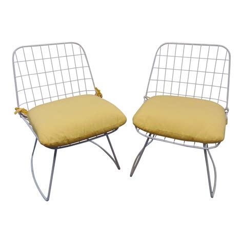 Mid Century Modern Wire Style Chairs - a Pair | Chairish