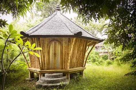 Bamboo hut in Bali, Indonesia stock photo - OFFSET