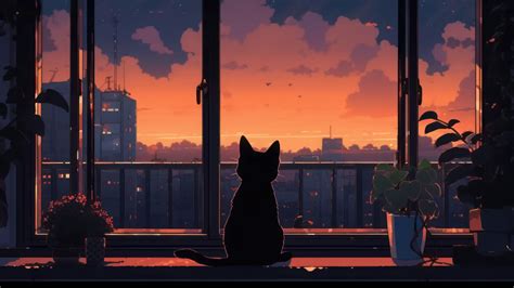 1920x1080 Cat Lofi Looking Outside Laptop Full HD 1080P ,HD 4k Wallpapers,Images,Backgrounds ...