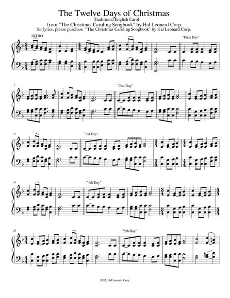 The Twelve Days of Christmas Sheet music for Piano (SATB) | Musescore.com