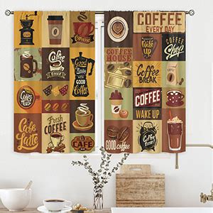Amazon.com: Cinbloo Coffee Kitchen Curtains 27.5Wx39H Inch Rod Pocket Coffee Curtains for ...