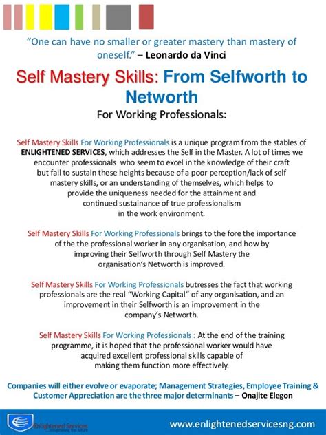 Self Mastery Skills Training for Working Professionals