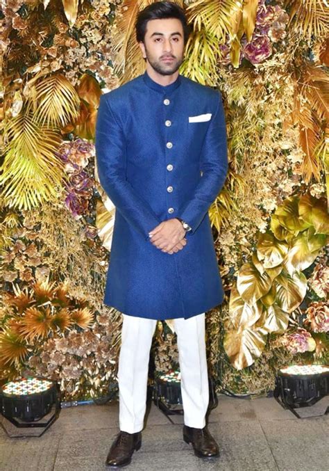 Ranbir Kapoor makes for a dapper wedding guest in a blue sherwani