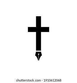 Christian Cross Pen Logo Vector Illustration Stock Vector (Royalty Free ...