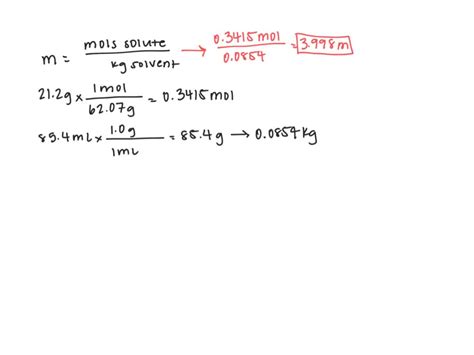 SOLVED:An ethylene glycol solution contains 21.2 g of cthylene glycol (C2 H6 O2) in 85.4 mL of ...