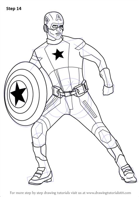 How to Draw Captain America (Captain America) Step by Step | DrawingTutorials101.com