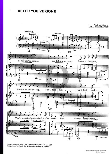 After You've Gone (Turner Layton) Piano Sheet Music - OKTAV