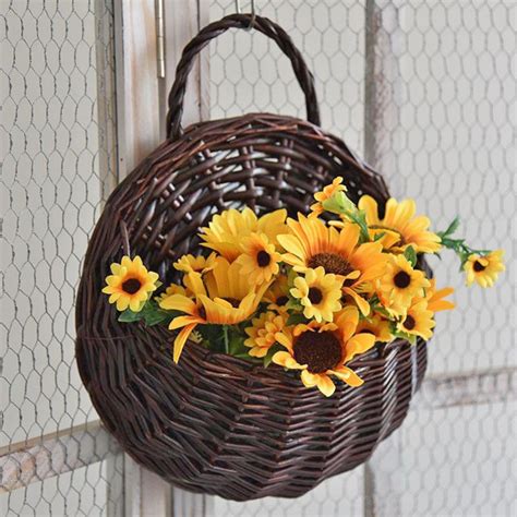 Handmade Rattan Hanging Flower Pot By Bloomzy Balcony & Terrace Decoration, Dried Wicker Basket ...