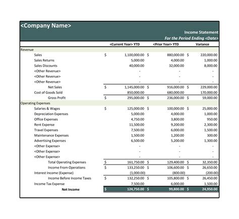 Printable Income Statement