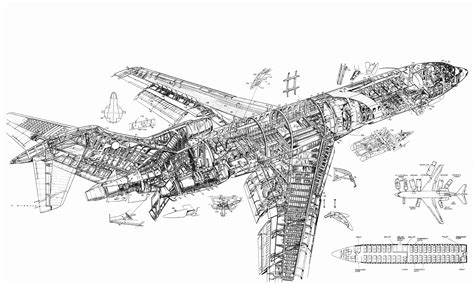 Boeing 727 Cutaway Drawing in High quality | Boeing 727, Boeing, Drawings