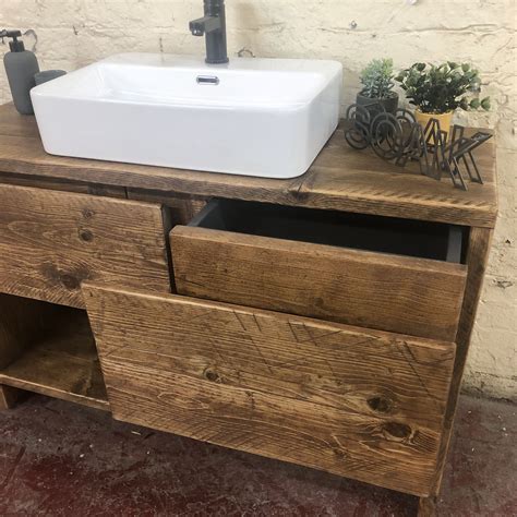 GLASGOW: Reclaimed Wooden Vanity Unit, Wood Bathroom Vanity Cabinet ...