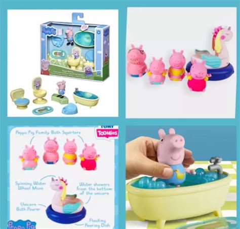 PEPPA PIG BATH Toy House Bathroom Furniture Playset Family Figure ...